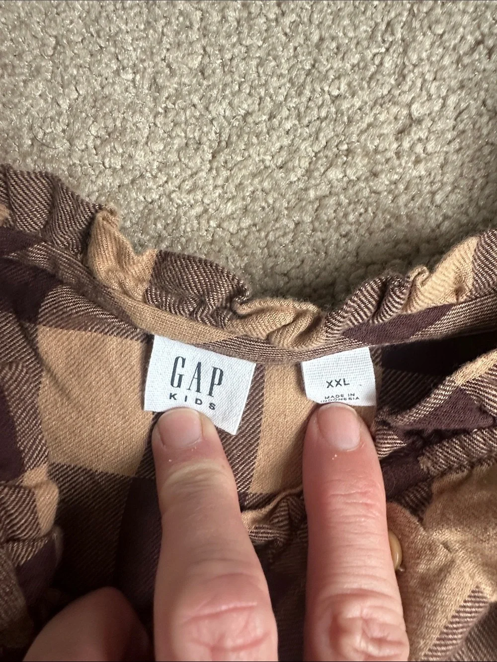 GAP Brown and Cream Buffalo Plaid Button-Front Kids Dress